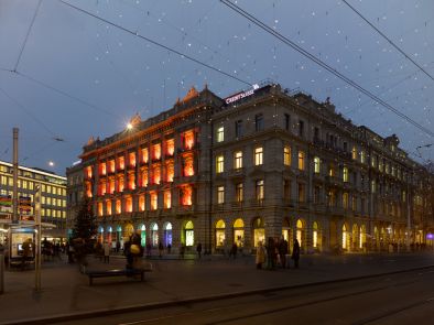 Weihnachtsbeleuchtung Credit Suisse, Paradeplatz Zürich